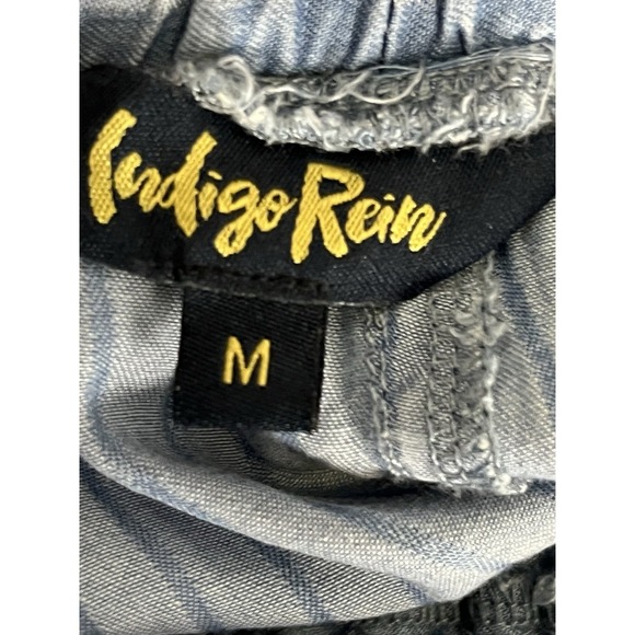 Indigo Rein Blue & White Striped Cotton Beach Pants Sz M Wide Leg Large Pockets - Picture 8 of 9